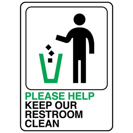 HY-KO Please Help Keep Restroom Clean Sign 5" x 7", 5PK A02003